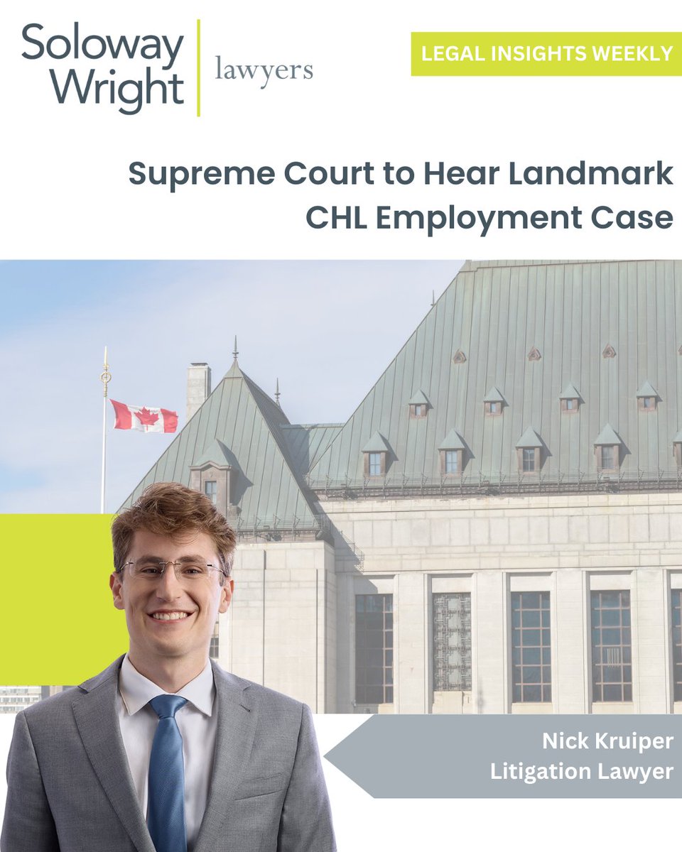 solowaywright's tweet image. The Supreme Court of Canada will weigh in on a class-action settlement where former CHL players claim they should’ve been employees — more here: canliiconnects.org/en/commentarie…  | solowaywright.com/lawyer/nick-kr… . #employmentlaw #solowaywright