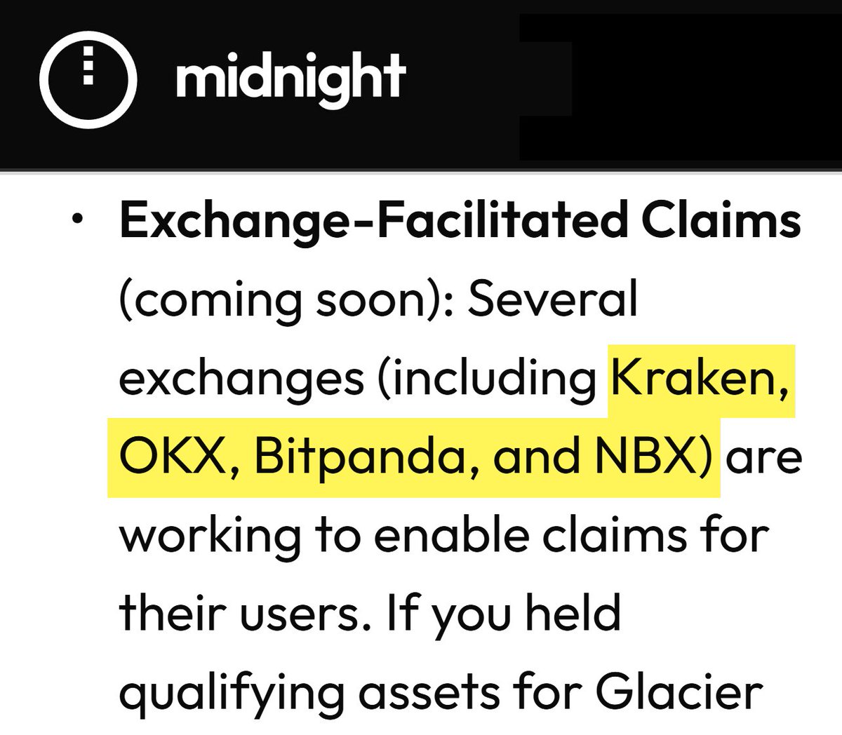 Midnight will be listed on Kraken, OKX, Bitpanda, and NBX on December 8th. 

And MORE. #Cardano
