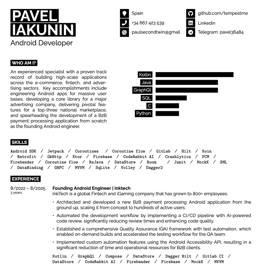 ReemPall's tweet image. Я везунчик и как только устроился на работу, там началась реструктуризация которая подразумевает лейоффы от трети до половины стаффа, под который наша команда скорее всего попадет, так что похоже на то что я опять ищу работу. Если у кого-то имеется вакансия, хит ми
7 лет опыта