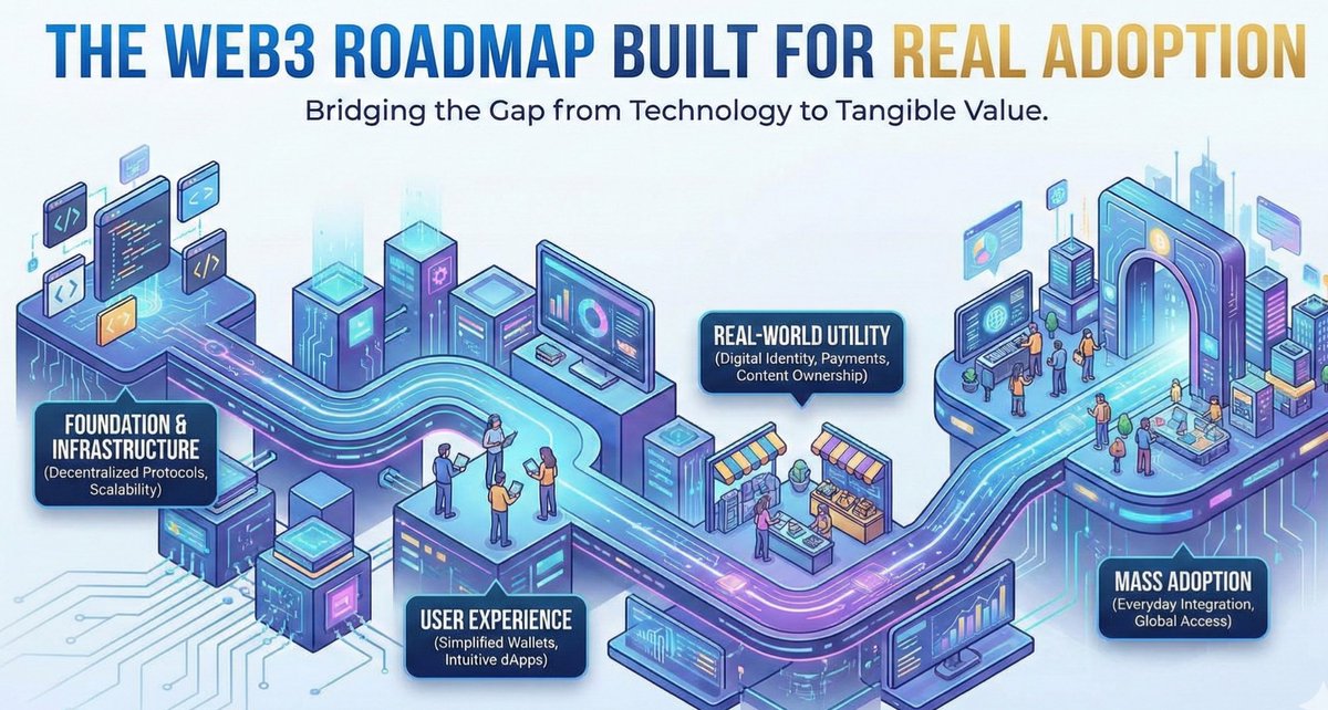 ade_onchain's tweet image. The Web3 Roadmap Built for Real Adoption

In Web3, great ideas are common, but disciplined execution is rare.
A roadmap isn’t just a timeline; it’s a strategic blueprint that aligns vision with delivery, ensures accountability, and signals to your community and partners that…