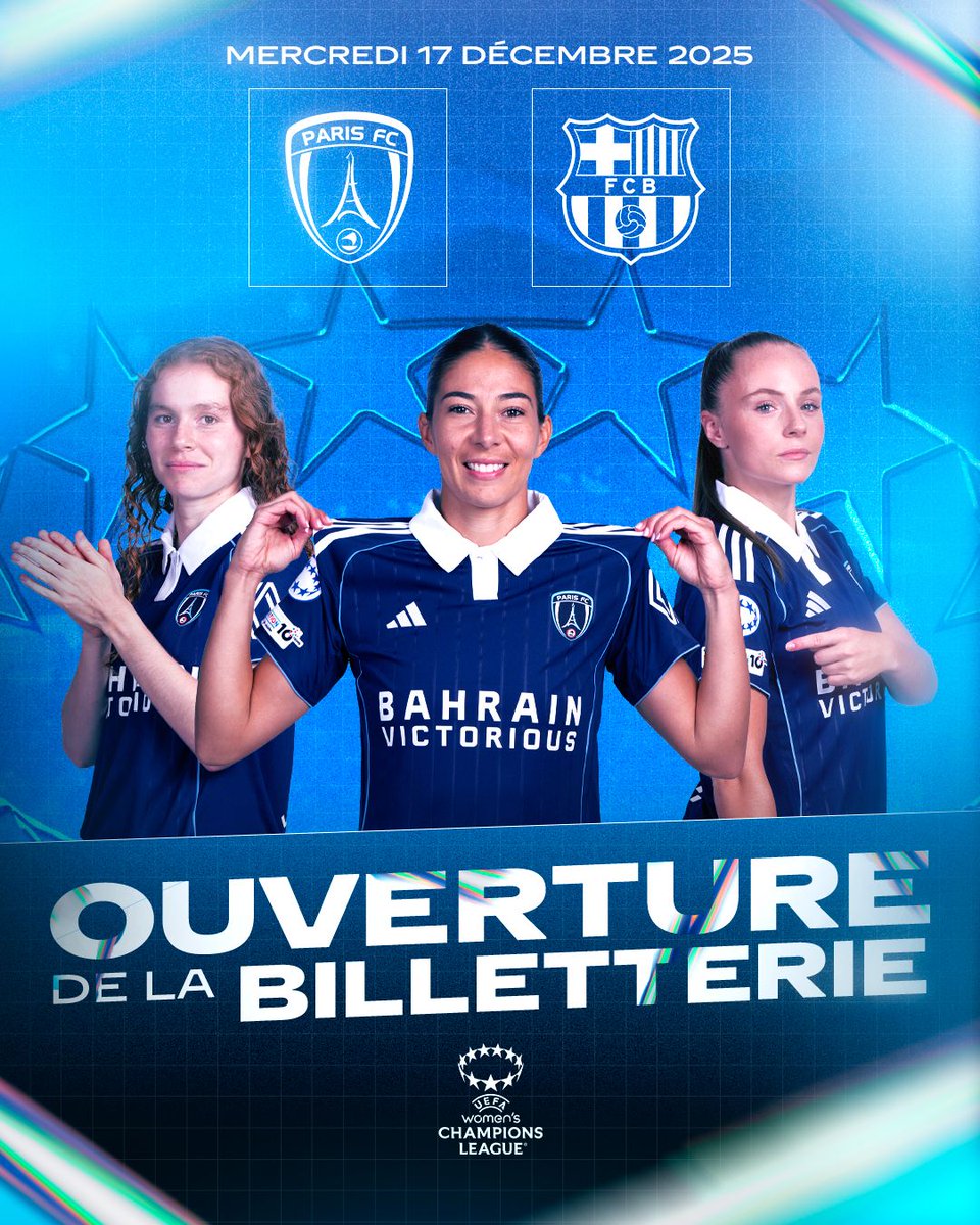𝐋𝐚 𝐛𝐢𝐥𝐥𝐞𝐭𝐭𝐞𝐫𝐢𝐞 𝐩𝐨𝐮𝐫 𝐥𝐚 𝐫𝐞́𝐜𝐞𝐩𝐭𝐢𝐨𝐧 𝐝𝐮 𝐅𝐂 𝐁𝐚𝐫𝐜𝐞𝐥𝐨𝐧𝐞 𝐞𝐬𝐭 𝐨𝐮𝐯𝐞𝐫𝐭𝐞 ⵑ 🙌

Le dernier match de cette phase de ligue d'<a href="/UWCL/">UEFA Women’s Champions League</a> pour nos Parisiennes sera à Jean Bouin 🏠

🎟️ Prenez vite vos places ici 👉 billetterie.parisfc.fr/selection/even…

🔵⚪️