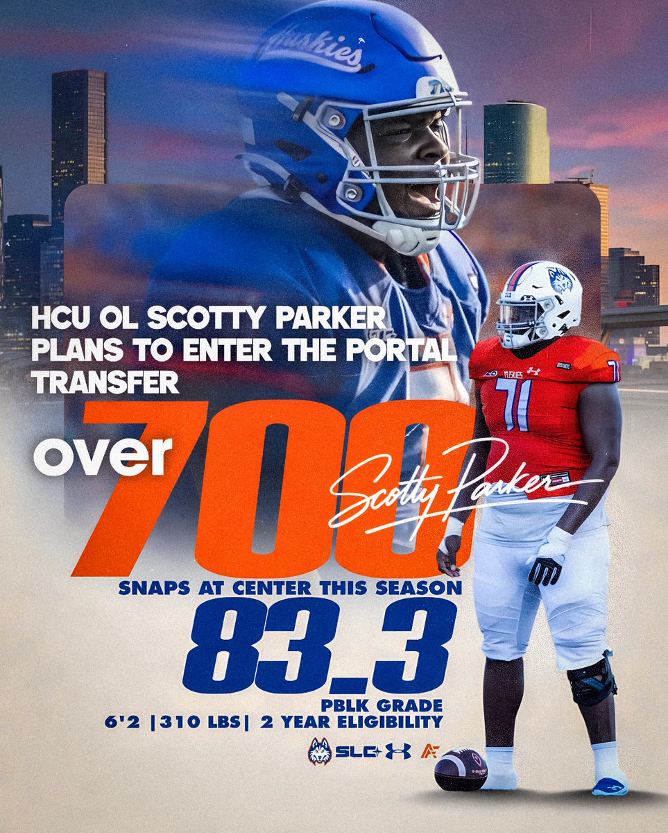 Thank you Houston Christian university! 
Started all 13 games 
Elite pass pro and run blocking center 
2 years of eligibility! 
Looking for a new home!