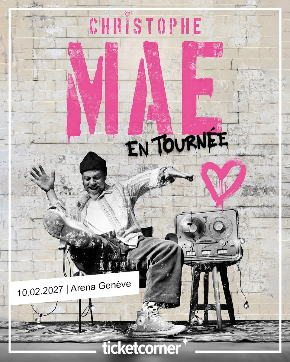 ticketcorner_R's tweet image. Et bim: une petite date supplémentaire pour voir #CHRISTOPHEMAE comme celle de 2026 est presque complète 💖
Infos et 🎟️: brnw.ch/21wXOyG ⬅️ #Ticketcorner