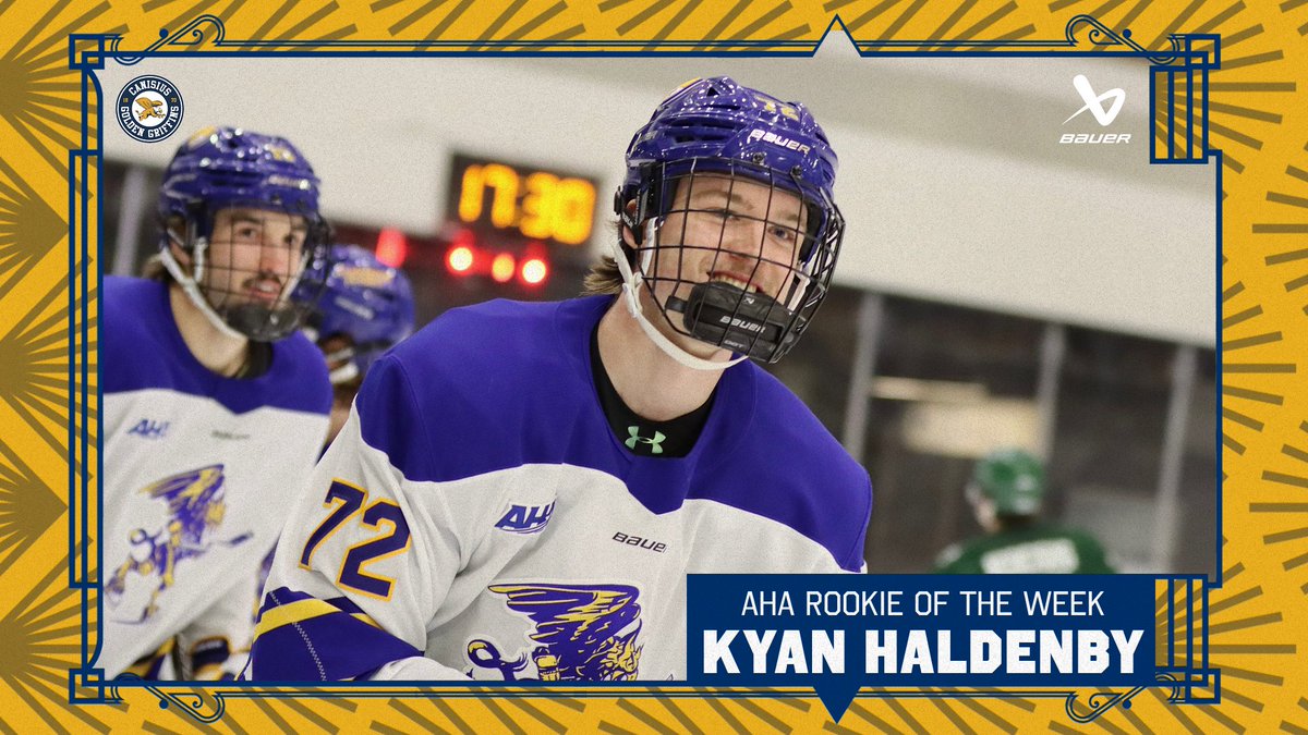 Congratulations to freshman forward Kyan Haldenby on being named the <a href="/Atlantic_Hockey/">Atlantic Hockey America</a> Rookie of the Week! 

📰 - tinyurl.com/kd6ttunw

#Griffs