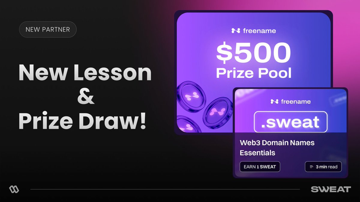 🚀 New Partner Lesson LIVE: <a href="/freename/">Freename</a> x SWEAT!

Claim your .sweat Web3 domain and learn how digital identities power the future of crypto.

But that’s not all…
We’re also running a separate $500 prize draw 🎁

Jump in, learn, and win 👇
