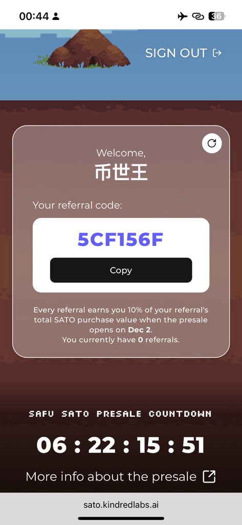 0xKingsKuan's tweet image. SATO 邀请机制已上线！

SATO 销售有保底机制，加上大多数项目你买的是可能、但在 SATO 里你买的是确定性。

确定的机制，确定的需求、确定的生态和确定的叙事！

剩下的只有一个问题；你想站在哪个时间点进入？有兴趣的走起👇 
sato.kindredlabs.ai/?code=5CF156F

#KaitoYap @KaitoAI @Kindred_AI #Yap…