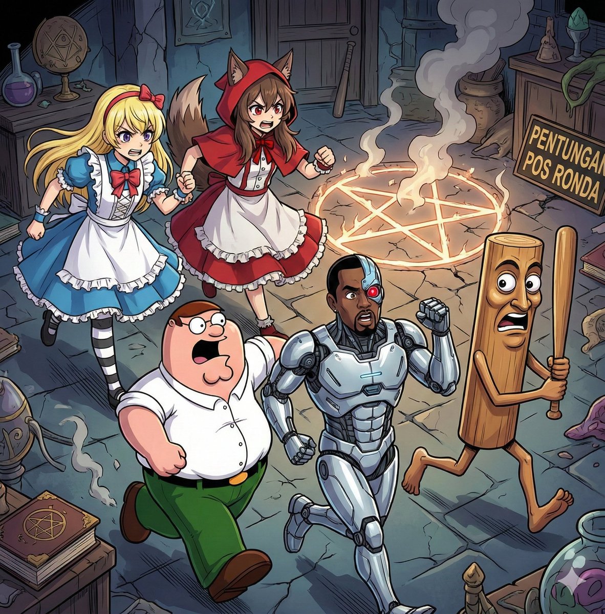 flowsiria2995's tweet image. more nano banana generated images! (the dark haired girl is NOT Mabel!)

#gawrgura #SpongeBobSquarepants  #Springtrap #AliceInWonderland #brainrot
