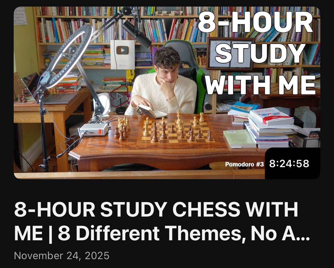 thechessnerd's tweet image. Just released my 8-hour Study Chess With Me!