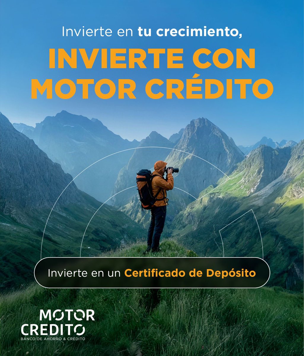 Invierte en lo que realmente importa: tu crecimiento, tu tranquilidad y tu seguridad financiera.  Con nuestros Certificados de Depósito, haces que tu dinero crezca de forma segura y confiable, impulsando tu futuro. 
 💼 Empieza hoy e invierte con Motor Crédito.

#MotorCrédito