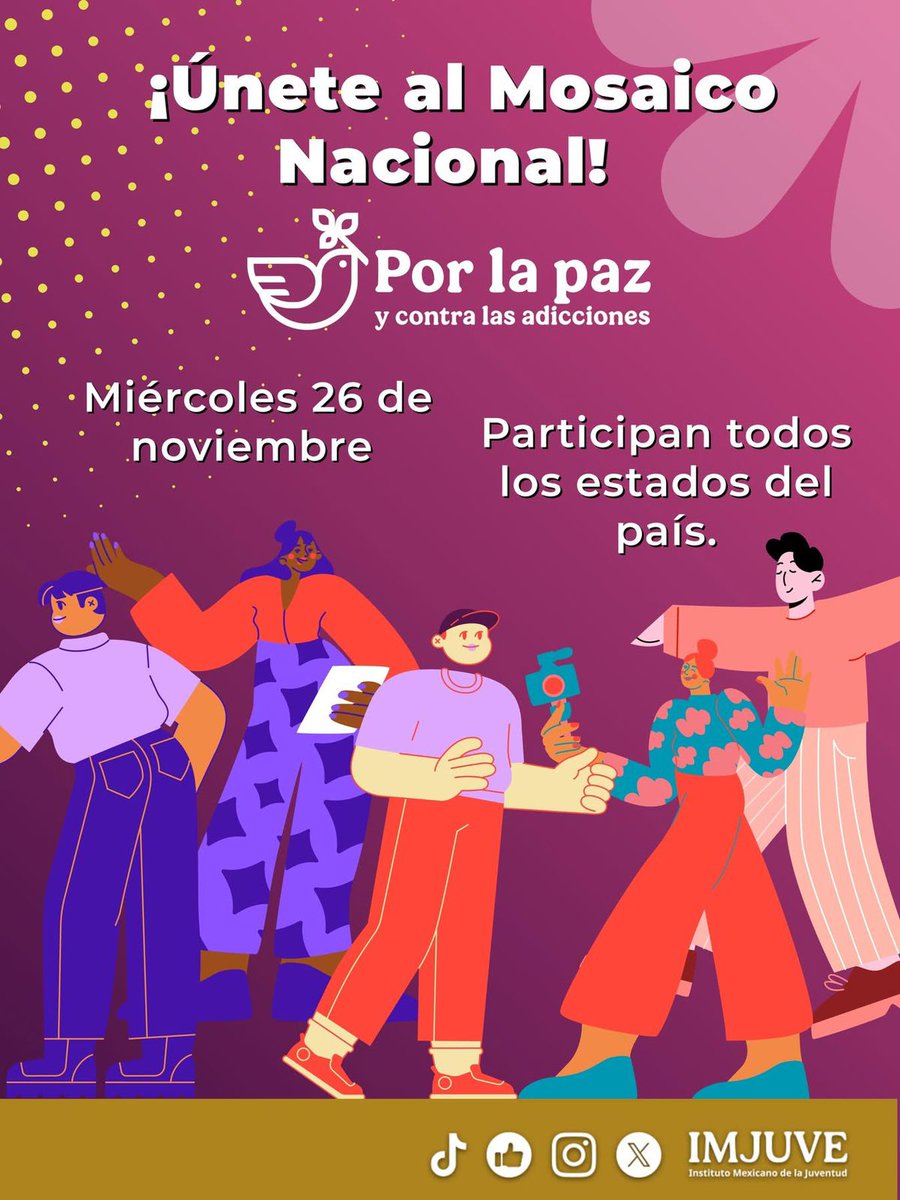 NormalOaxaca's tweet photo. Nuestra institución se unirá a las Instituciones de Educación Superior de México en esta iniciativa del Gobierno Federal y la Secretaría de Educación Pública en la realización del Mosaico Nacional por La Paz y Contra las Adicciones este 26 de noviembre de 2025. https://t.co/2JYbngmuHJ