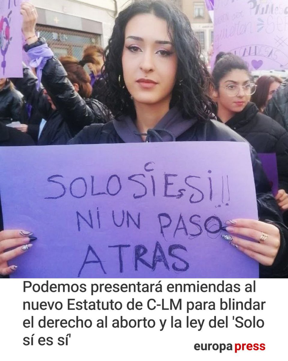Hoy 25N salimos a la calle para reclamar los derechos feministas en el Estatuto de Autonomía. Es nuestra labor en las instituciones, nuestra obligación frente al negacionismo de la derecha y el silencio cómplice del PSOE y nuestro compromiso. 

europapress.es/castilla-laman…