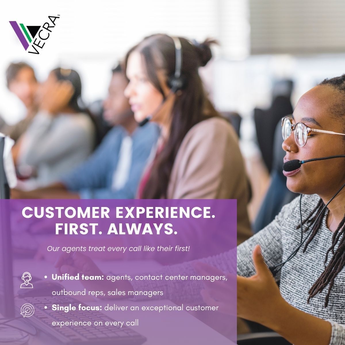 vecrainc's tweet image. Every call matters. Our agents, managers, and outbound teams put the customer experience first, treating every call like the first. We drive results through customer satisfaction, agent performance, and balancing speed with quality for top-tier service.