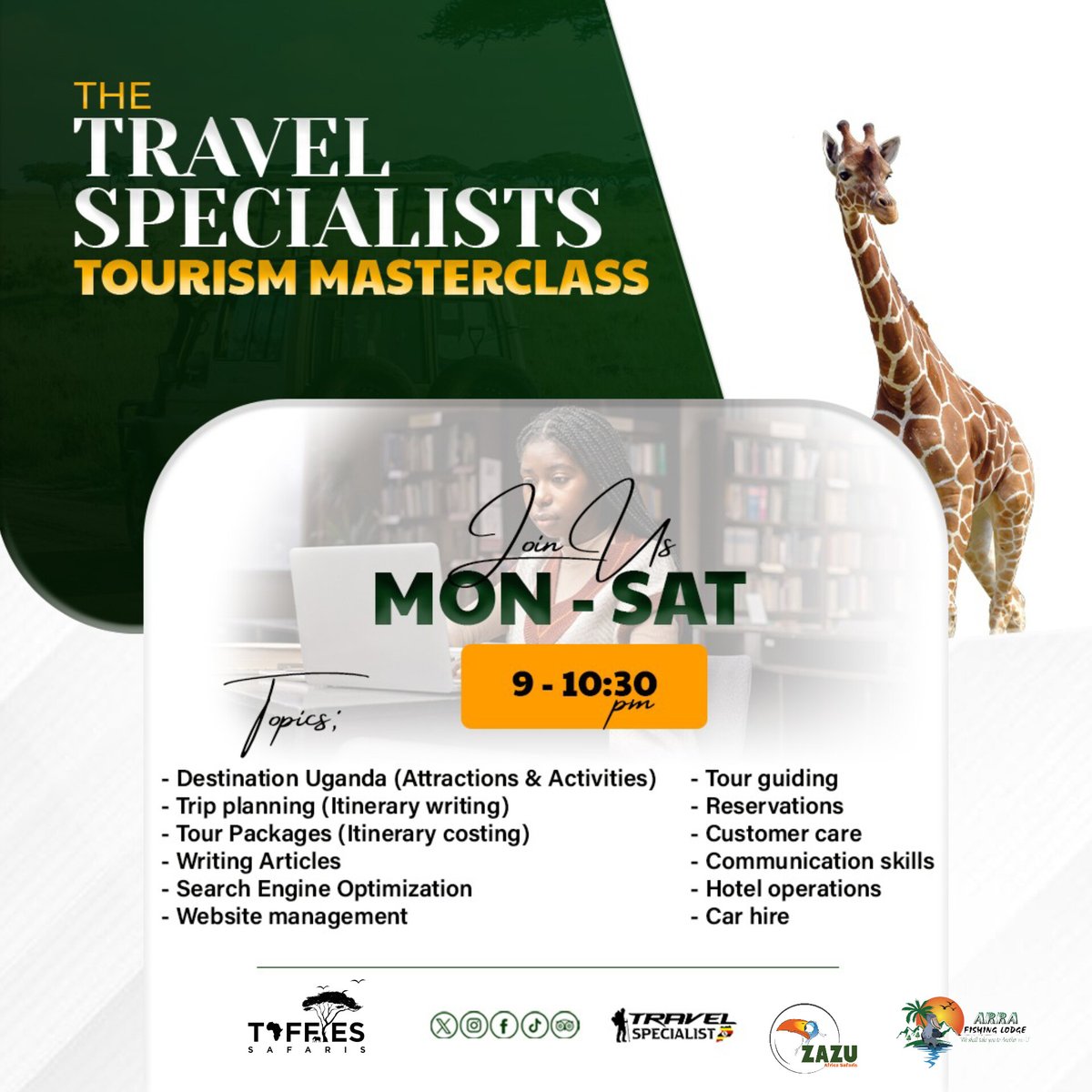 Uganda_Expozed's tweet image. In Today&apos;s Master class 📍 

We shall look at The Delivery of Customer Care services in Tourism 

Don&apos;t miss at 9pm ‼️ 

Handled by @raythelioness  Travel Consultant at Zazu Africa Safaris