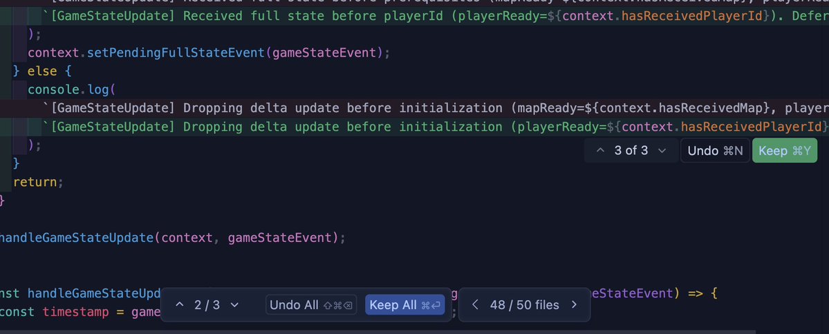 webdevcody's tweet image. please @cursor_ai let me disable these &quot;undo keep&quot; things, they only get in the way.