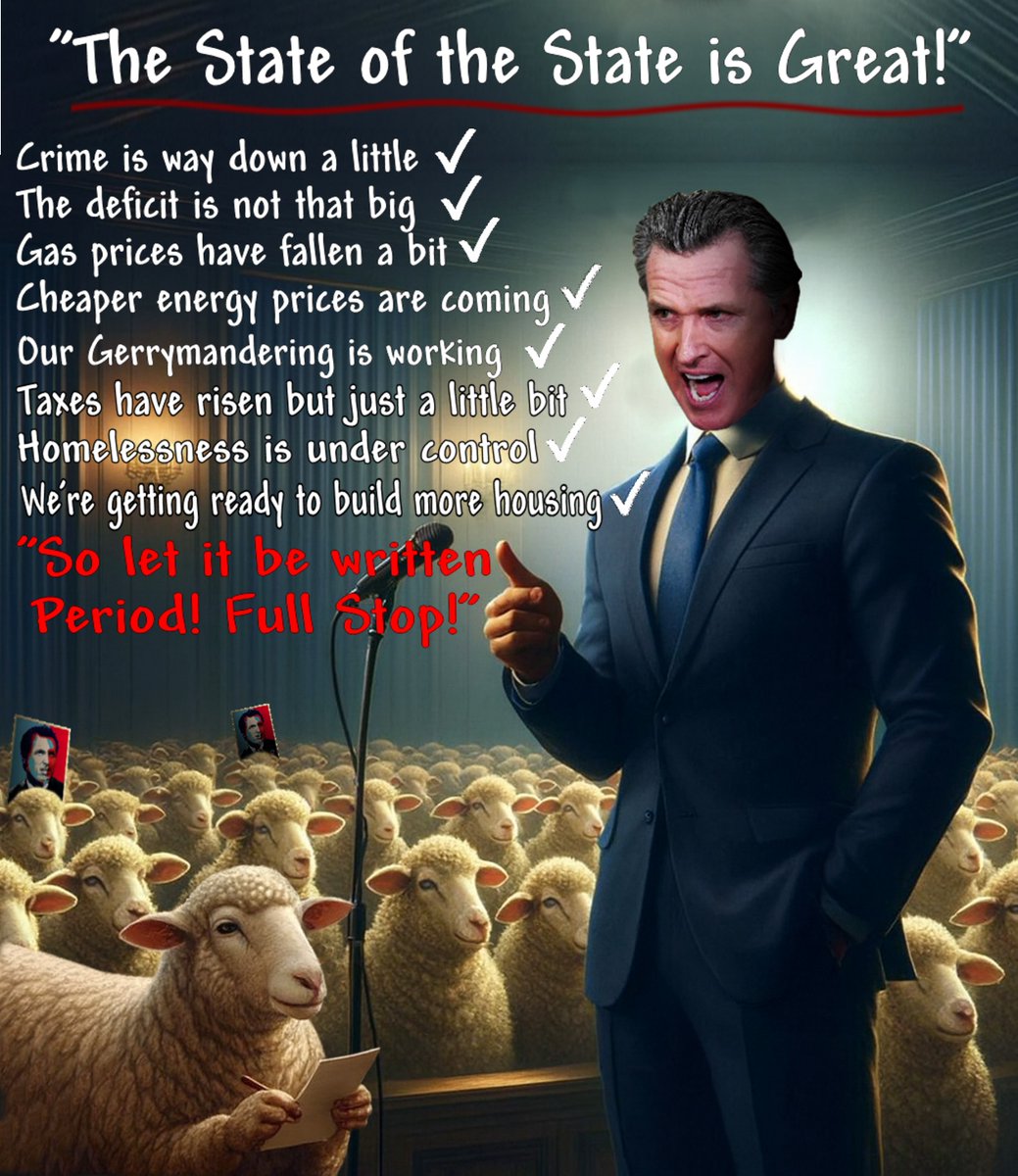 Gavin recently spoke to his constituents and fellow Democrats:
“In California, Democracy is thriving and we have the largest economy in the Universe! Period! Full Stop!”