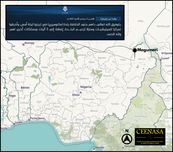 CEENASA396971's tweet photo. #NIGERIA🇳🇬

On Nov 24, #ISWAP claims to have attacked the Nigerian militia in #Magumeri, in #Borno province. https://t.co/Som6OhnyNt
