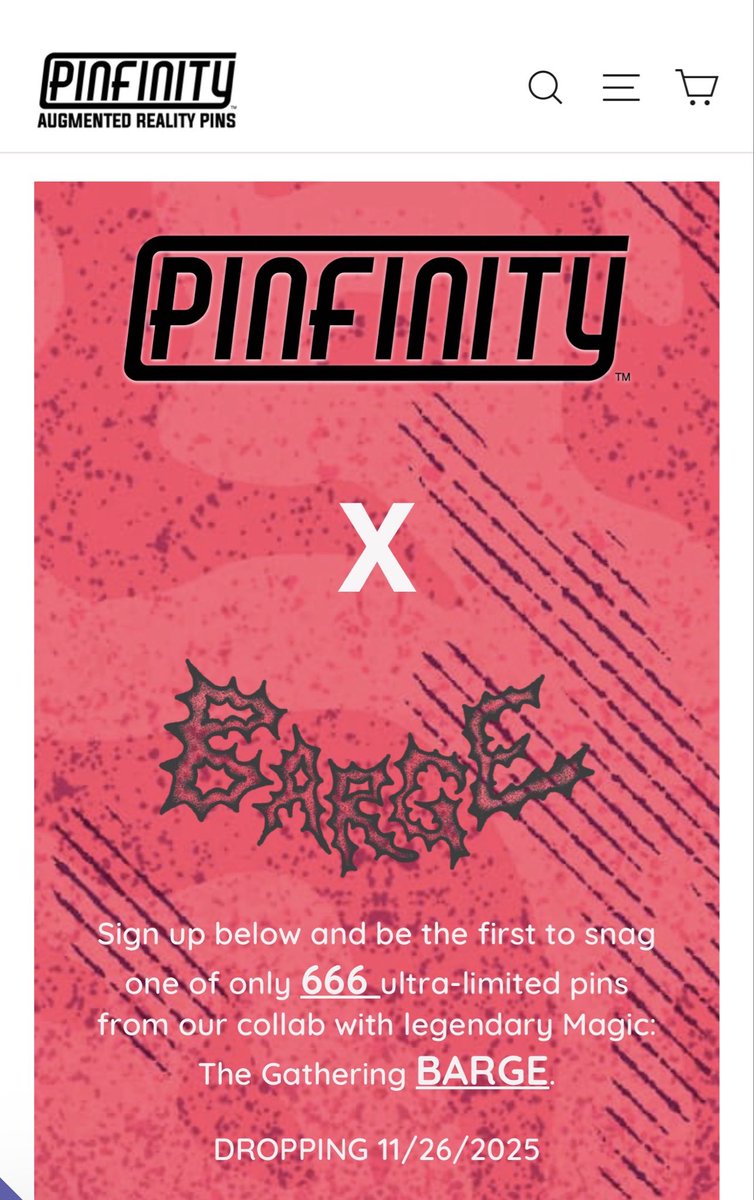 Use code RON20!!! <a href="/PinfinityAR/">Pinfinity - Augmented Reality Pins</a> 

pins.ar/barge