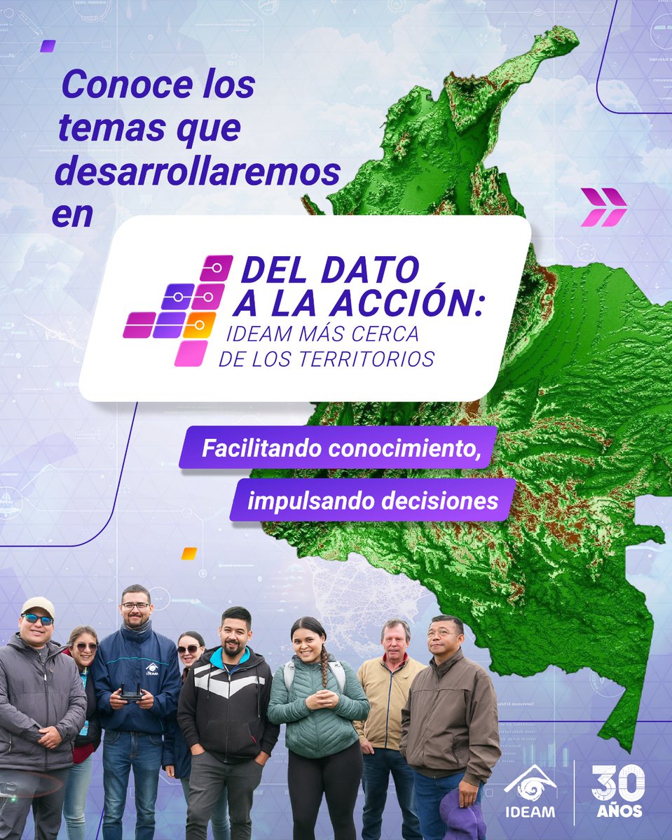 IDEAMColombia's tweet image. Acompáñanos este 26 y 27 de noviembre en una nueva jornada técnica del #Ideam, donde exploraremos cómo los datos ambientales, la meteorología y las tecnologías de radar fortalecen la toma de decisiones en los territorios. 🇨🇴

#DatosAmbientales #GestiónDelRiesgo #CambioClimático