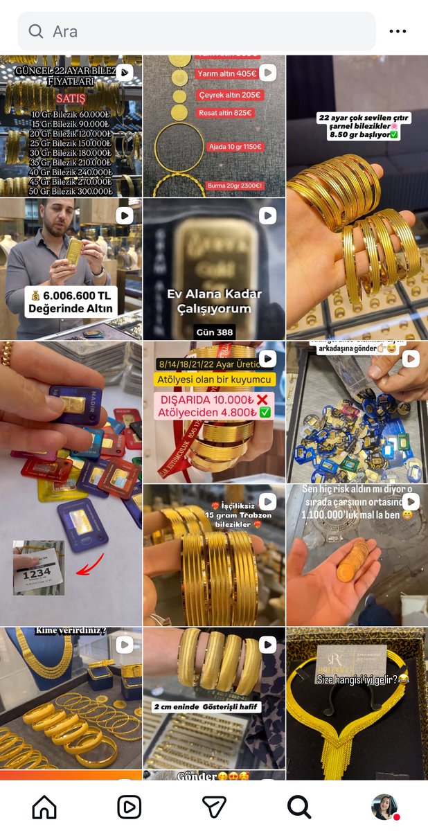 Benim keşfet 😂 altın seviyorum galiba