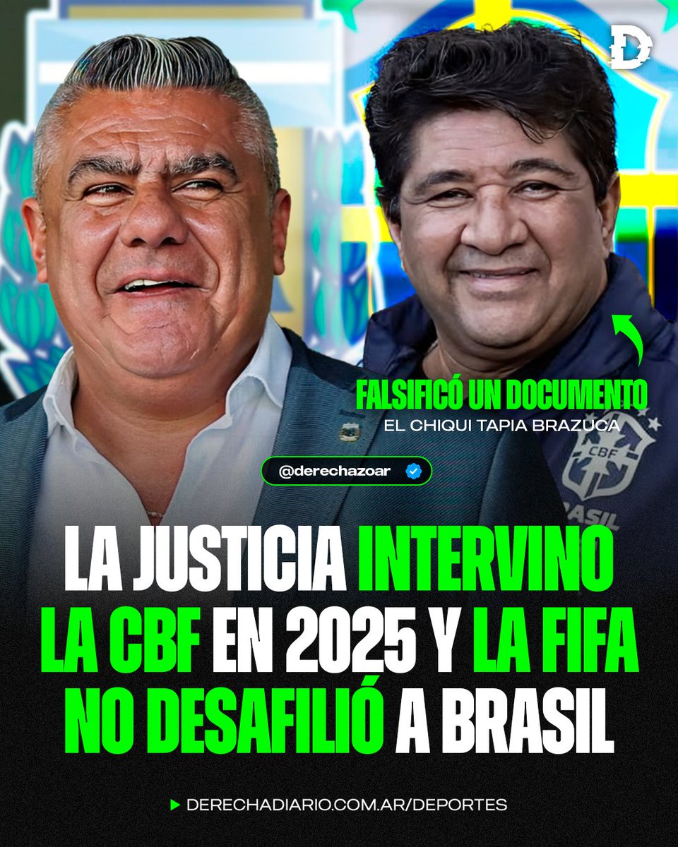 🇦🇷🇧🇷🚨 ATENCIÓN A ESTE ANTECEDENTE: En mayo de 2025, la Justicia de Brasil intervino la Confederación Brasileña de Fútbol y destituyó a su presidente Ednaldo Rodrigues por FALSIFICAR UN DOCUMENTO.

‼️ La FIFA NO SANCIONÓ a Brasil, ni prohibió que su Selección o sus clubes