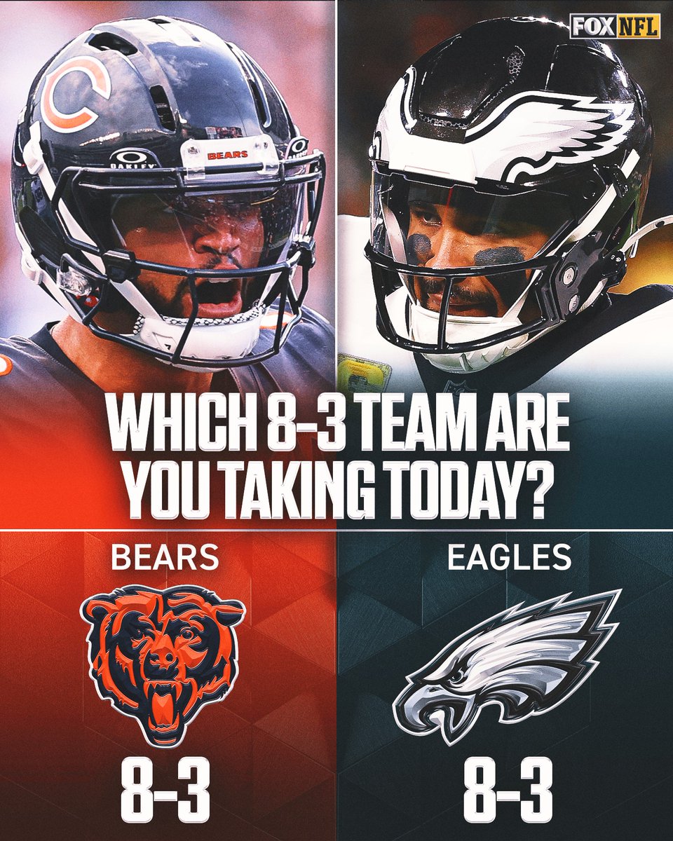 Which team is improving to 9-3 on this Black Friday, the Bears or Eagles? 🔮 