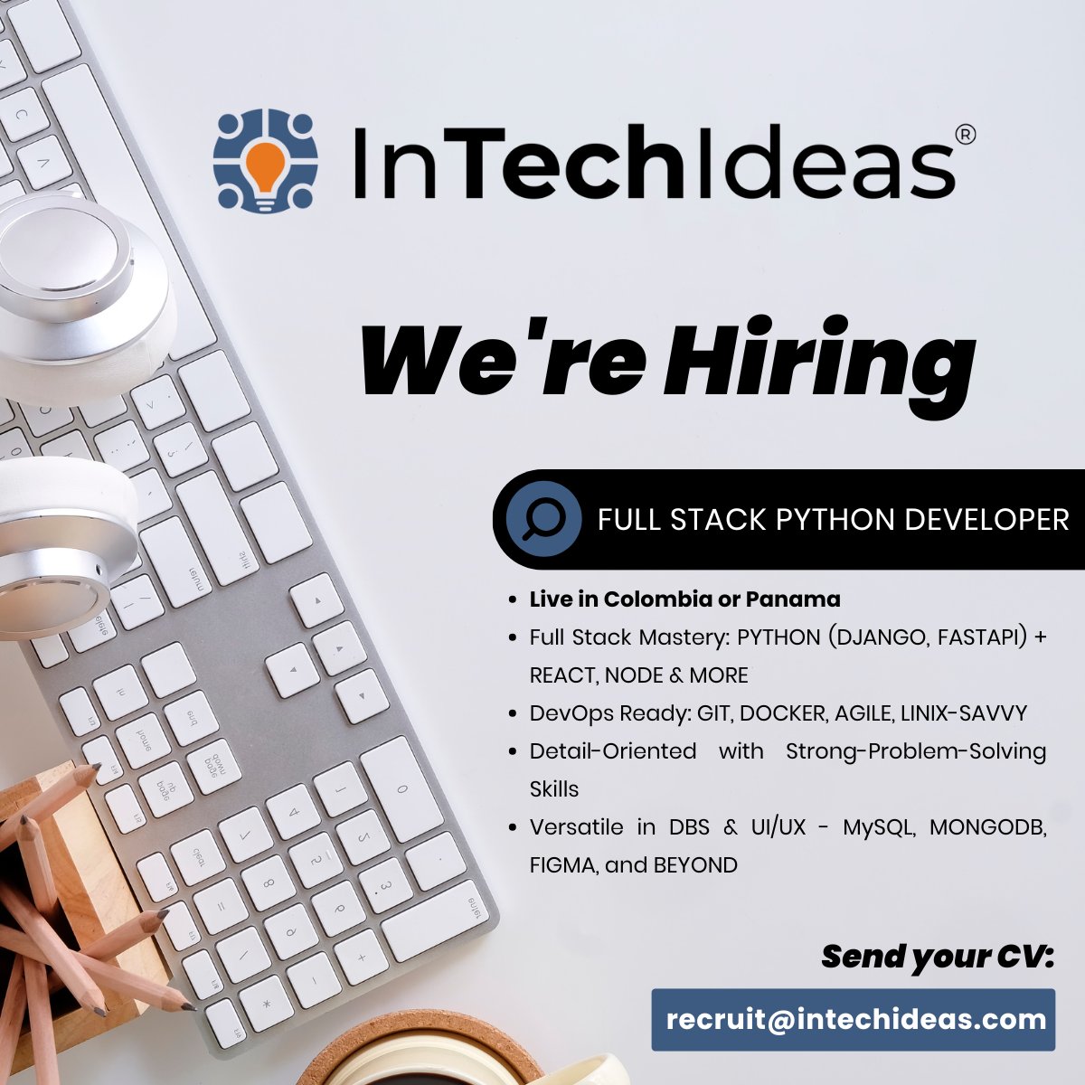 intechideas's tweet photo. 🐍 Hey Python pros! We're on the lookout for a Senior Python Developer to create smart APIs and scalable systems.
Your creativity meets our mission, and together we can achieve amazing things!
🌟 Ready to join us? Send your CVs to: recruit@intechideas.com 📩 https://t.co/IITUigU1d3