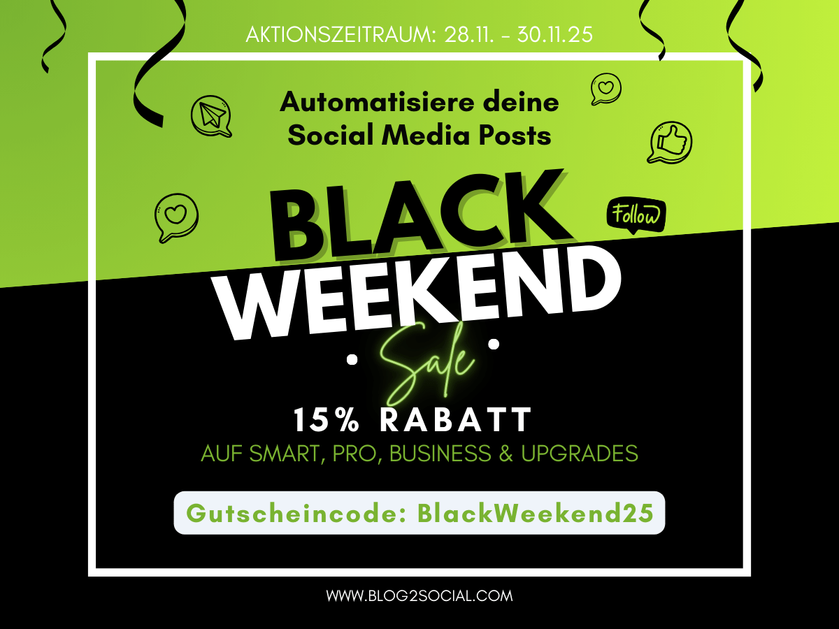 Blog2Social's tweet image. 🚀 Black Weekend bei Blog2Social – Jetzt 15 % sparen! Starte mit smarter Social-Media-Automatisierung und bring Deine Content-Strategie auf das nächste Level. Entdecke die Vorteile für Deinen Erfolg. #SocialMedia #ContentStrategie #Automatisierung
blog2social.com