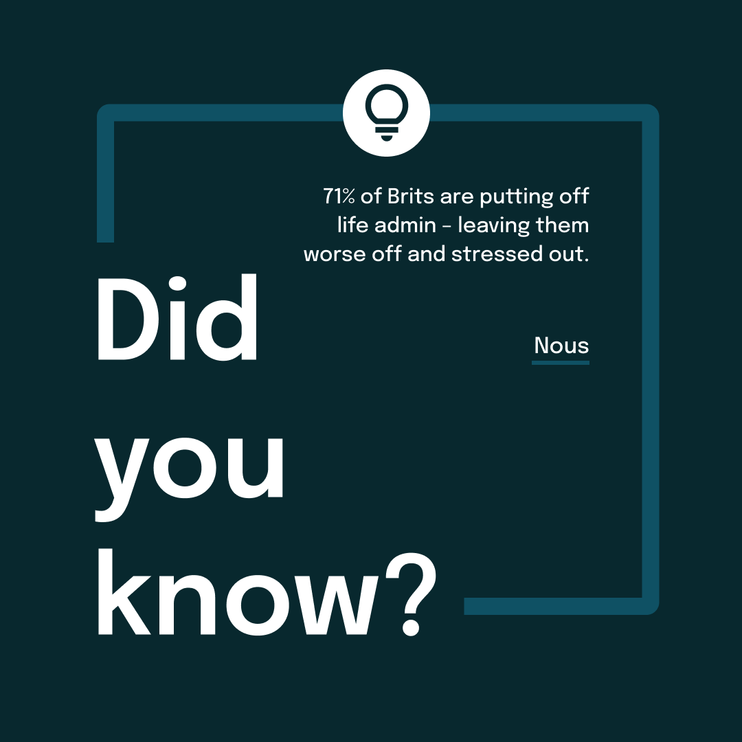 lyfeguardsocial's tweet image. 71% of Brits are putting off their life admin - and it’s causing unnecessary stress. 😣

Use November to get ahead before the year-end rush.

Start small, feel better.

#Lyfeguard #LifeAdmin #GetOrganised