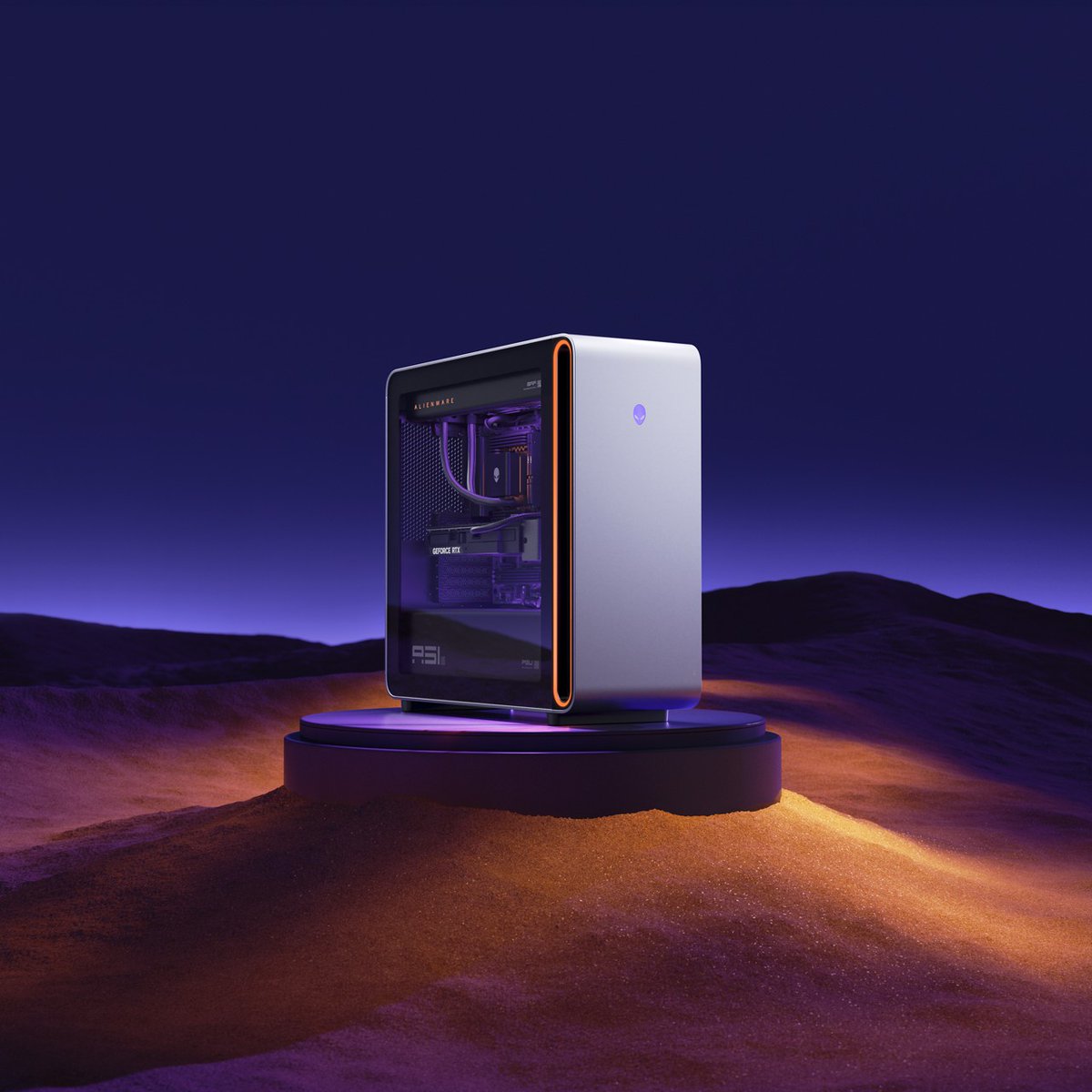 Alienware's tweet photo. ICYMI: The newest Area-51 is here. 🦾 
The Area-51 desktop now features up to AMD Ryzen™ 9000x3D series processors built for serious power, advanced cooling and scalability. 😤 https://t.co/9atBcP7uBS