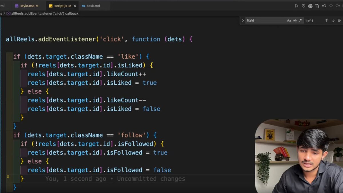 stackarnav's tweet image. Day 50 Cohort 2.0 | @sheryians_
Completed the Instagram Reel clone and learned the real magic behind interactive feeds. 😭🔥

Key wins:
🎯 Event bubbling, pointer events, event target
🔉 Mute / unmute toggle (tiny but satisfying)
🌀 Rendering dynamic data (playing videos from an…