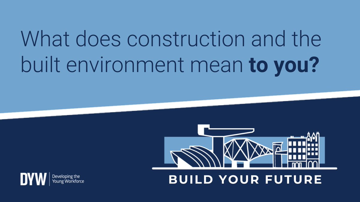 DYWScot's tweet image. Build Your Future aims to show young people that there&apos;s more to construction and the built environment than just bricks and mortar.

A wide variety of job roles are required to build a better Scotland.

Learn more: dyw.scot/build-your-fut…

#BuildYourFuture #DYWScot