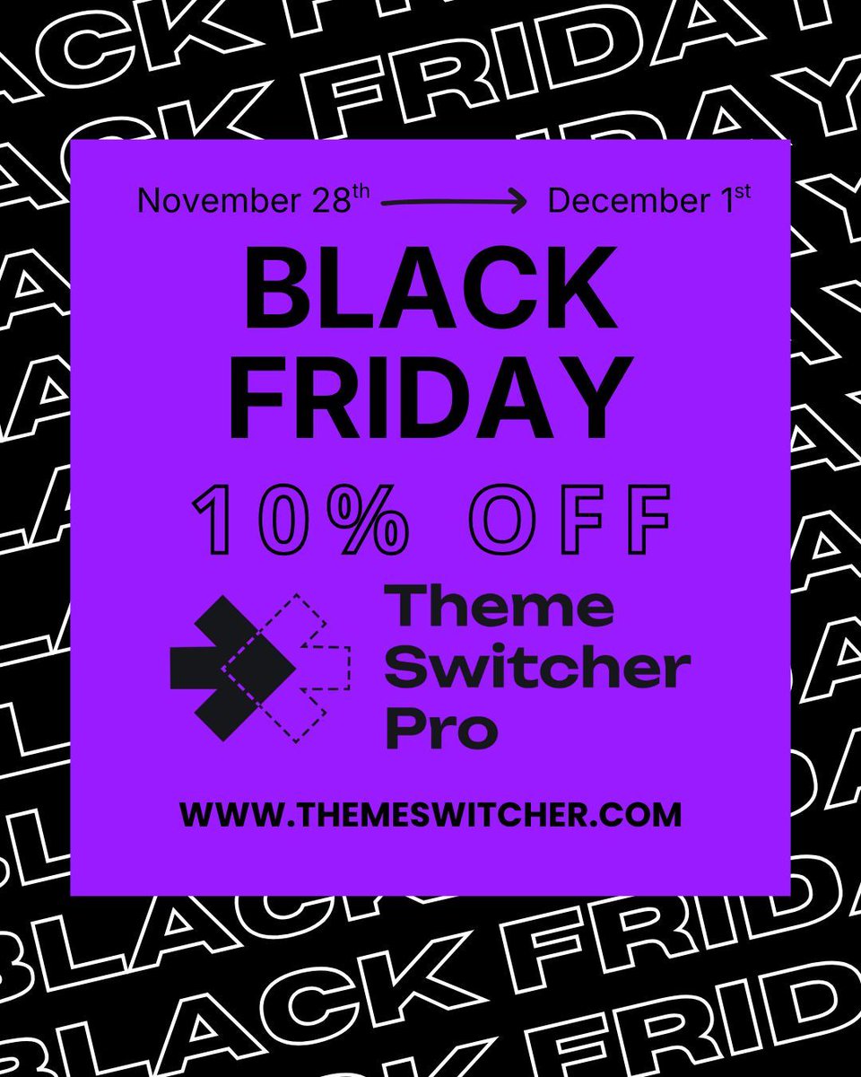 webdevstudios's tweet image. 🔥 Black Friday: Upgraded WordPress Websites
Get 10% OFF ThemeSwitcher Pro this Black Friday/Cyber Monday and master the art of iterative migration. 

Use code &apos;SWITCH10&apos; at checkout. 
🔗 themeswitcher.com/pricing/  

#WordPressEnterprise #eCommerce #WordPressAgency
