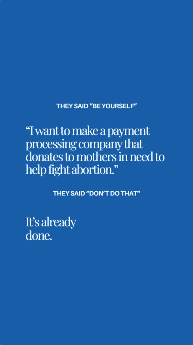 ProLifePayments's tweet image. They said be yourself, so I said I wanted a payment processor that didn&apos;t funnel money towards abortion. They said well don&apos;t do that. Already done. Learn more at pro life zurl.co/XRvf9

#prolife #prochoice #ecommerce #paymentprocessor #prolifepayments