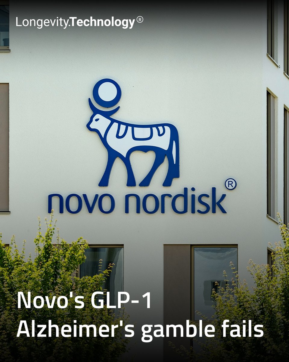 LongevityTech's tweet image. Long shot Phase 3 trial finds semaglutide did not deliver a statistically significant reduction in Alzheimer’s progression.

longevity.technology/news/novo-nord…

#longevity #biotech #pharma #Alzheimers #GLP1