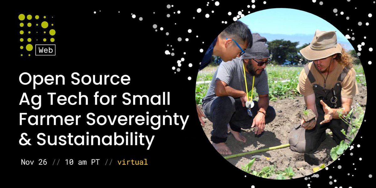 internetarchive's tweet image. 🌱 Curious about decentralized, open-source ag tech? Join the #DWeb Virtual Meetup to hear from innovators developing tools that strengthen small-farmer sovereignty &amp;amp; advance sustainable, community-driven food futures.
📅 Weds, Nov 26
🕙 10–11 AM PT / 1–2 PM ET
📍 Online
🎟️…