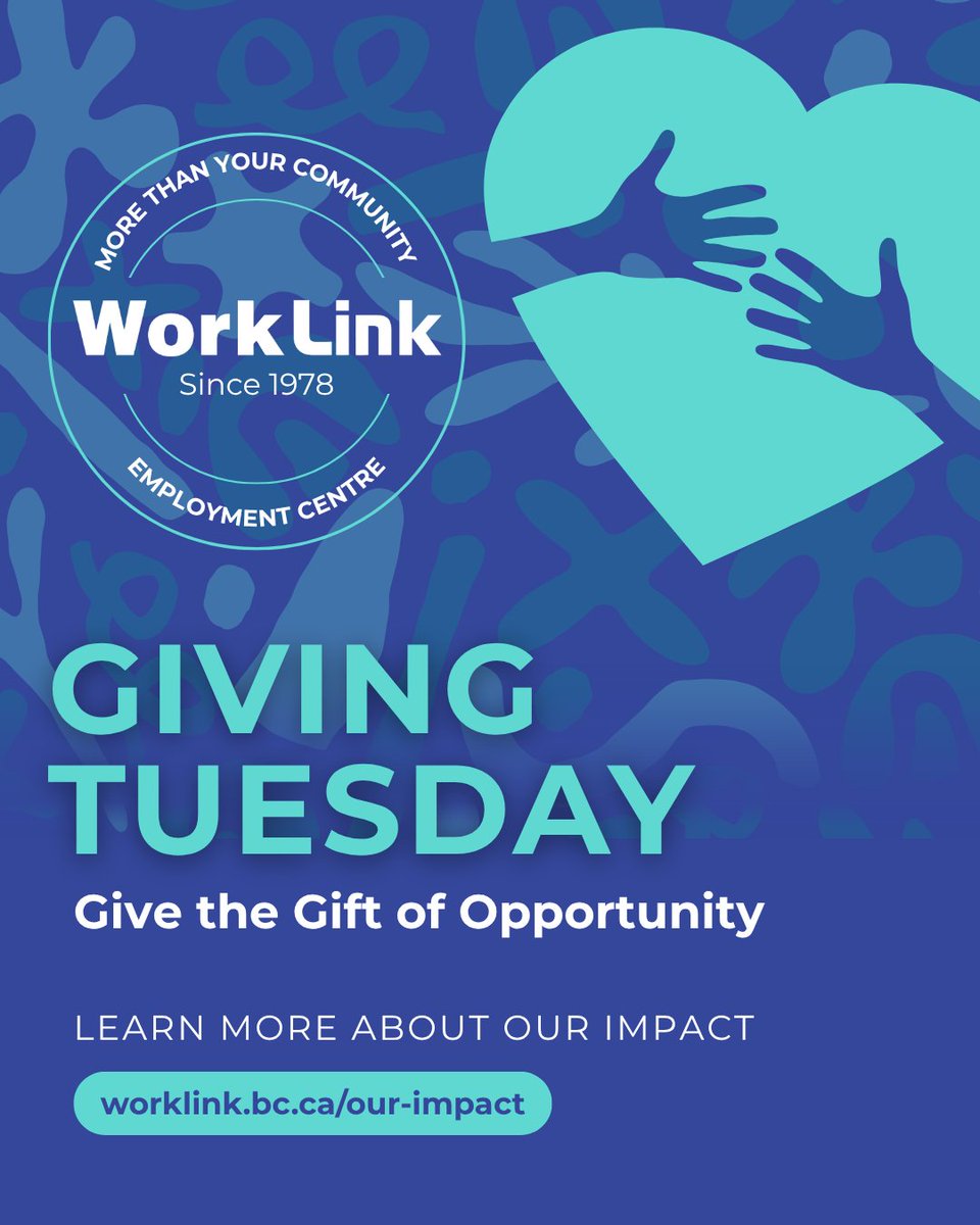 🎁 One week to go! This Giving Tuesday, join us in empowering job seekers and building strong communities for local members and businesses. 

Learn more about our impact: worklink.bc.ca/our-impact/

 #GiveTheGiftOfOpportunity #GivingTuesday #WorkLink