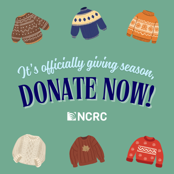 NCRC's tweet image. Bundle up, it’s time for #SweaterWeather! 🍂 Join NCRC in fighting for economic justice this upcoming holiday season. Your support transforms communities, as every donation moves us closer to a #JustEconomy. Stand with us! #GivingTuesday hubs.ly/Q03T3JJl0