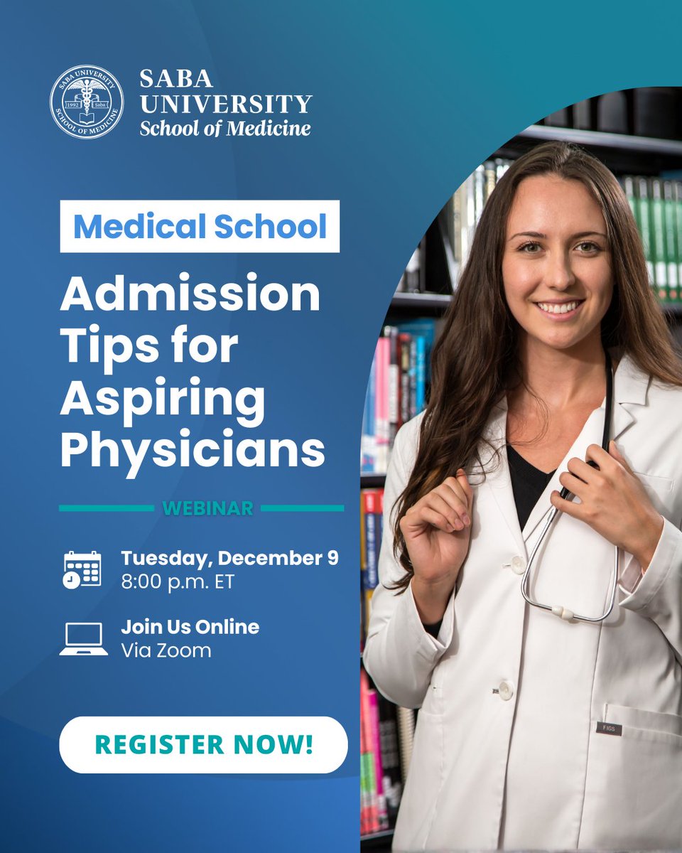 sabamedschool's tweet image. Join our upcoming webinar! 🚨

You&apos;ll hear directly from the #SUSOM admissions team, explore our 4-year MD program and discover the next steps on your journey to becoming a practicing physician.👩‍⚕️👨‍⚕️

Register: bit.ly/4rlNeNc 🔗