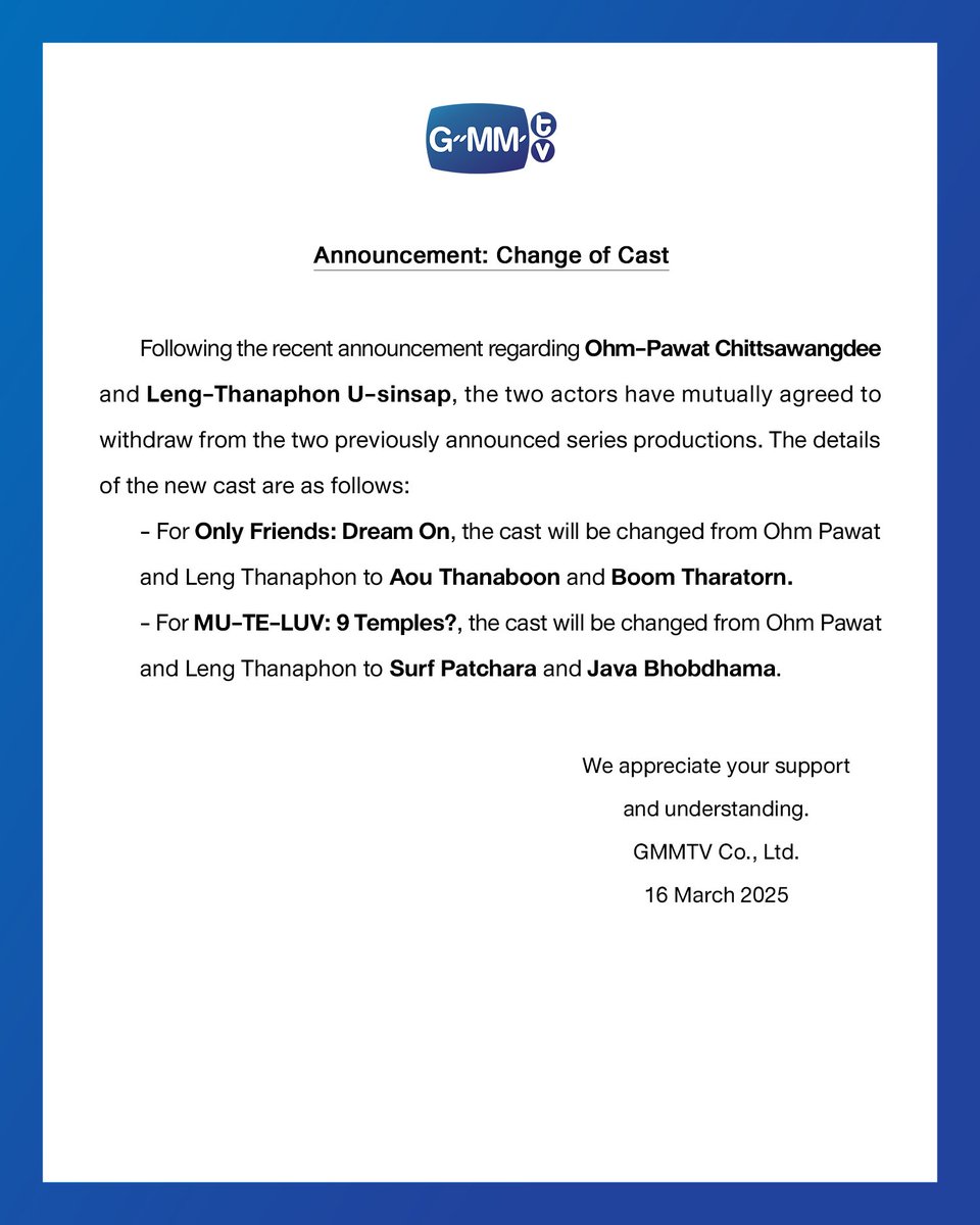 surfjavabrasil's tweet image. 📆 16 de março de 2025

- 💌 O dia que a GMM anunciou que Surf e Java assumiriam um dos arcos de Mu-Te-Luv, sendo esse o primeiro papel deles como casal protagonista e primeiro papel de protagonistas individualmente 🥹

#1YearWithSurfJava
[#swensurf #javabh #surfjava]