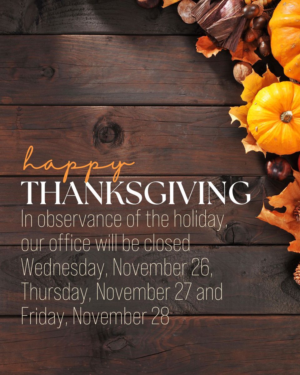 RepDanFrankel's tweet image. In celebration of Thanksgiving, our office will be closed on Wednesday, November 26 and remain closed Thursday and Friday. Happy Thanksgiving!