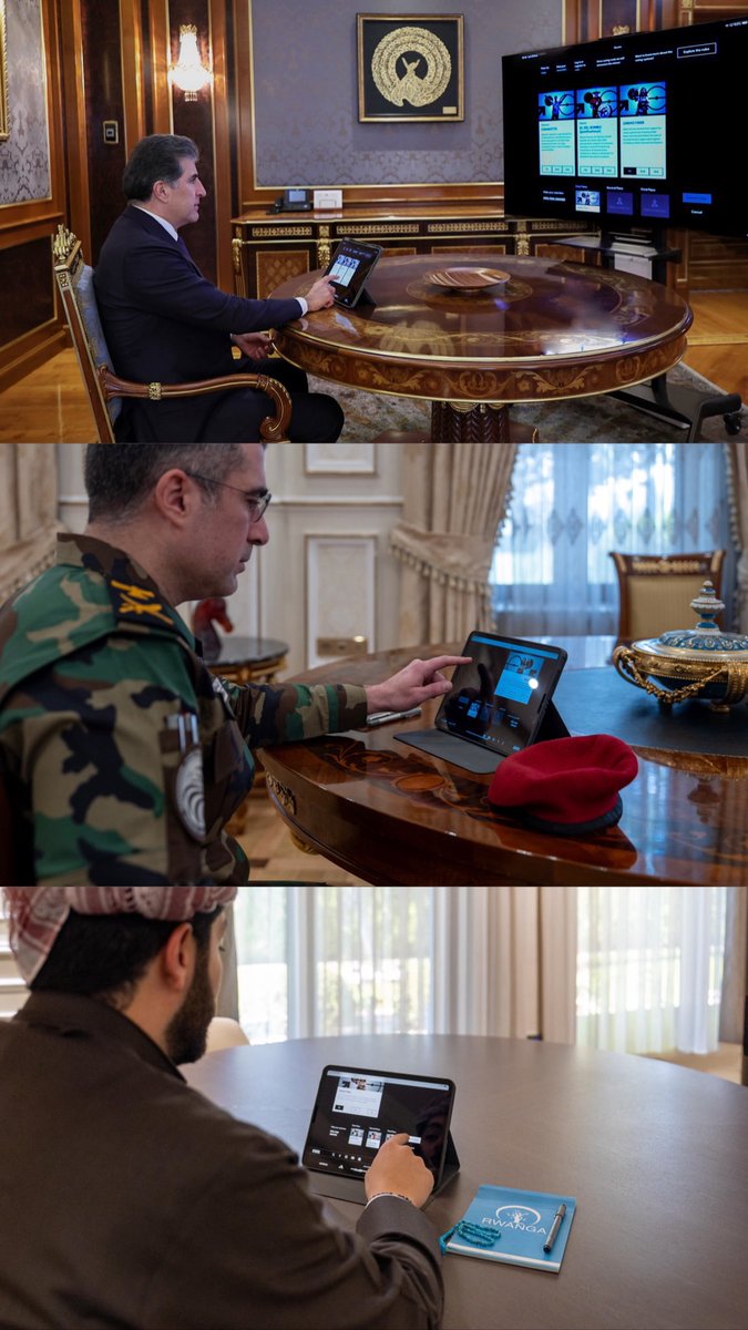 sara_Sarwar_'s tweet photo. Sports uniting us all ❤️  
President Nechirvan Barzani, Idris Barzani &amp; Peshmerga commander Rawan Barzani voting for Zakho FC fans in the FIFA Best Fans 2025 Award! 
#ZakhoFans #FIFAFanAward #Kurdistan
  
Vote For Zakho FC : https://t.co/MDNzTzxjBs https://t.co/fqLAswJ2po