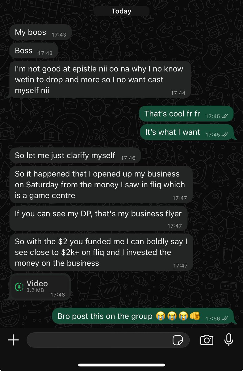 Was asking for feedbacks weeks after onboarding some guys on <a href="/predictonfliq/">Fliq Predictions 🗿🌐</a> and then got this dm 😭

Crazy that 70% of people I onboarded with just $2 have turned it into solid 3-4 figures in weeks just trading Yes/No on Fliq 

Well that’s the power of opinion trading 🤝🤝