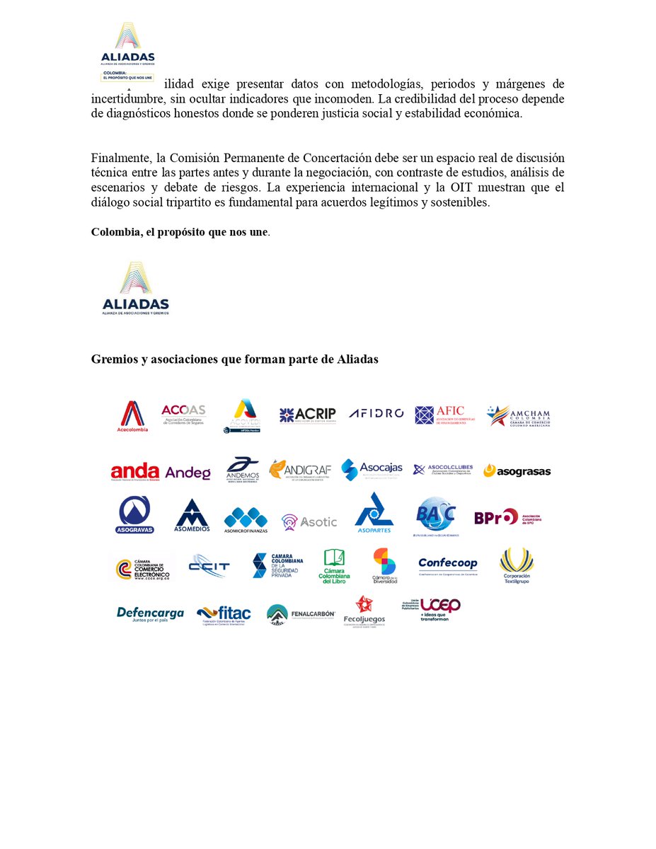 AliadasAlianza's tweet image. En Aliadas reiteramos que la definición del salario mínimo para el 2026 debe realizarse con estricto cumplimiento de la ley y un diálogo real entre Gobierno, trabajadores y empleadores. Tomar decisiones sin datos ni un proceso transparente, puede afectar el ingreso de los…