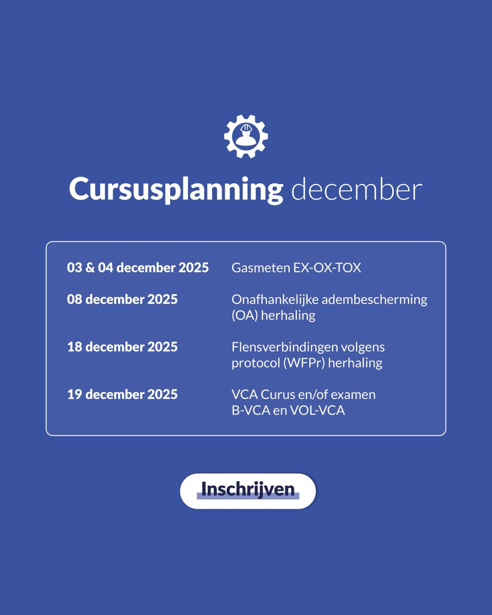 📅 𝗢𝗽𝗹𝗲𝗶𝗱𝗶𝗻𝗴𝘀𝗽𝗹𝗮𝗻𝗻𝗶𝗻𝗴 𝗱𝗲𝗰𝗲𝗺𝗯𝗲𝗿 𝗯𝗶𝗷 𝗥𝗶𝗷𝗻𝗺𝗼𝗻𝗱 𝗢𝗽𝗹𝗲𝗶𝗱𝗶𝗻𝗴𝗲𝗻
De laatste maand van het jaar staat weer vol met praktijkgerichte trainingen waarmee jij veilig en vakbekwaam het nieuwe jaar in gaat!

 Schrijf je snel in! ✅