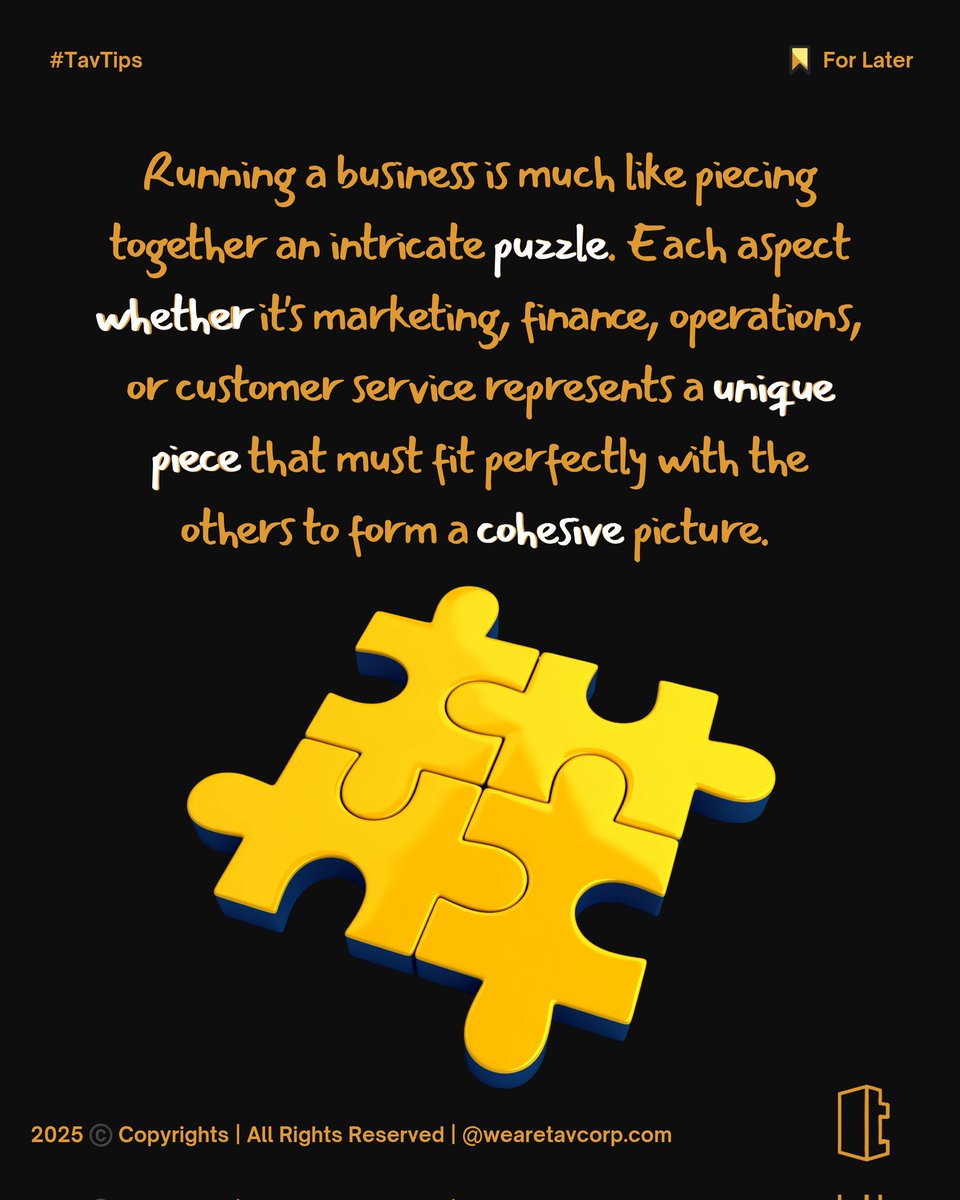 tavcorp_'s tweet photo. Running a business is like a solving puzzle, those who know the formula WIN and others who don't FAIL. 

Let's share this challenge:
https://t.co/567PQ74zVS

#TavCorp #TavTips #Business #Entrepreneur #Grok #Trending #Leads https://t.co/AkP51AWHDz