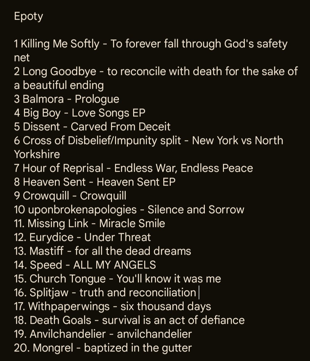 Saucecore's tweet image. If you saw me post this before, no you didn&apos;t (I&apos;d forgot to make my last edit) but you should definitely listen to every single one of these bands, go and see them when they come near you and buy their merch.