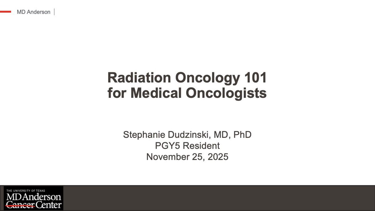 StephDudzinski's tweet image. Big 🙏🏻 to the @MDAndersonNews #medonc fellows for the opportunity to share all about our amazing #radonc field ☢️ &amp;amp; hopefully our 🌎 makes a little more sense now!

Always 🤗 to teach future leaders/collaborators in our multidisciplinary field with the goal of improving pt care