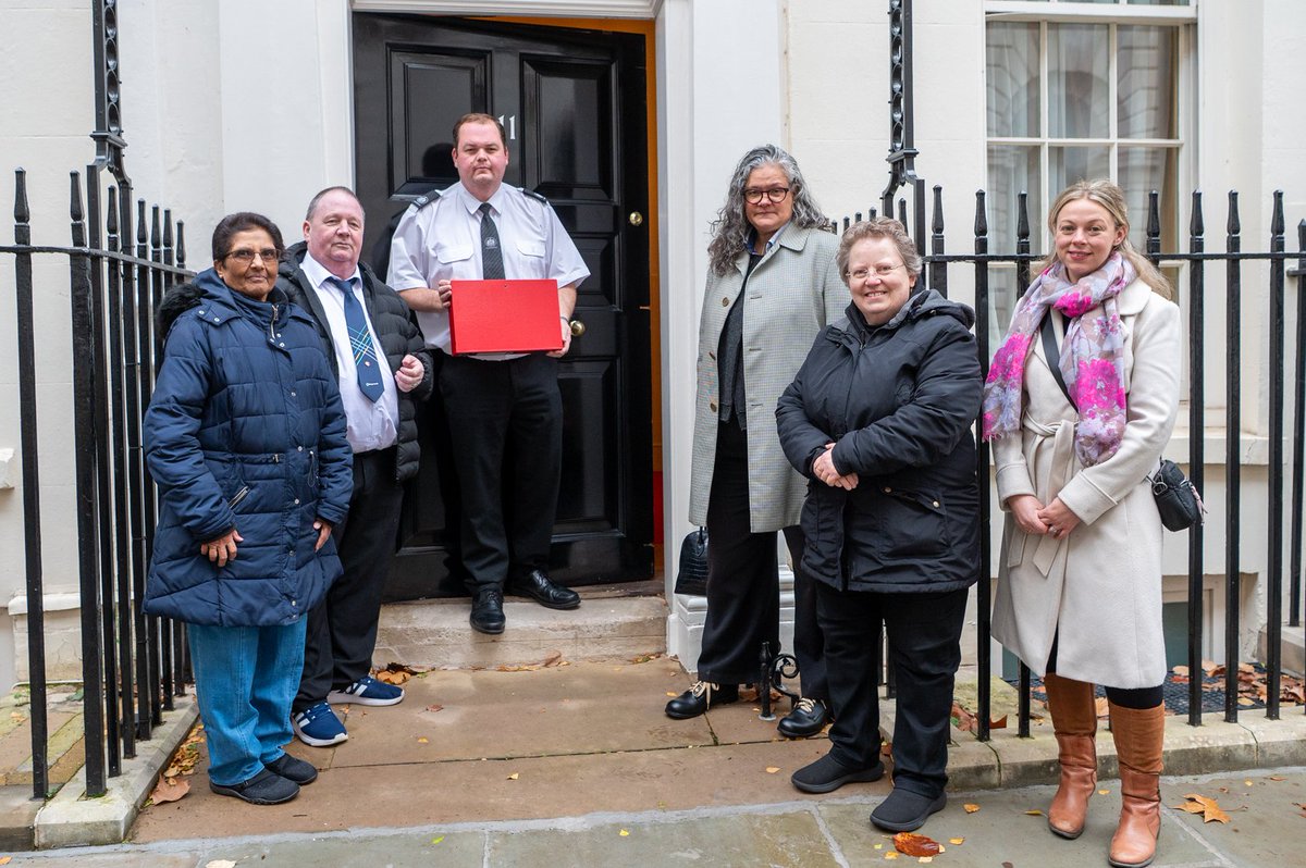 candsalliance's tweet photo. Yesterday we delivered to Downing Street the stories of dozens of people who have drawn on care and support, to remind her of the real people impacted by tomorrow's Budget.

Find out about our day in Westminster and read our letter to the Chancellor here: https://t.co/q2w6mOXYpf https://t.co/KISgiJ5NHB