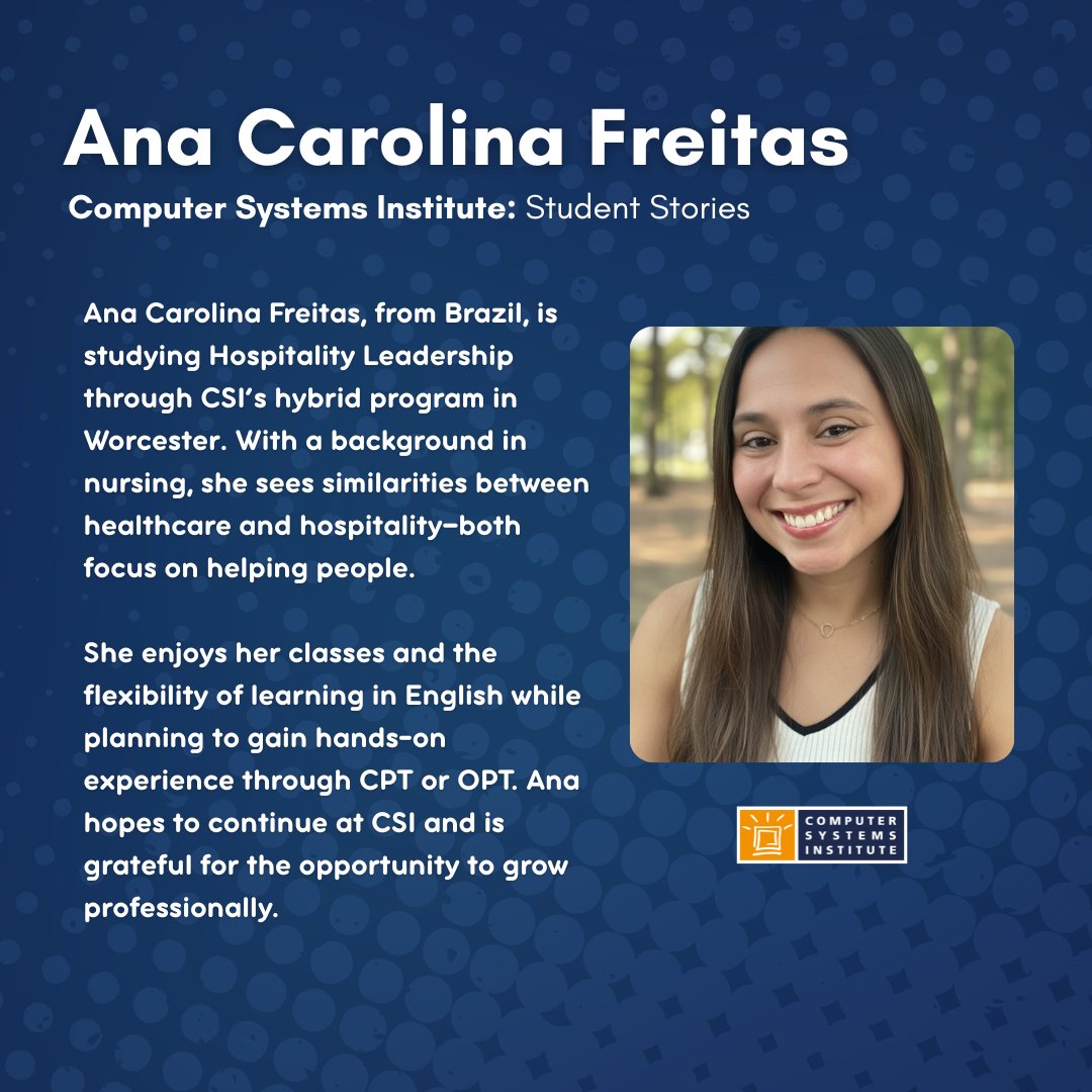 CSInowEDU's tweet image. Meet Ana Carolina, a student of CSI&apos;s Hospitality Leadership Program. 

Read more about Ana Carolina and other student stories&apos; at csinow.edu/category/stude… #WhyCSI