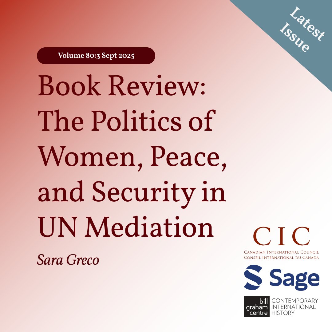 Intl_Journal's tweet image. Catriona Standfield’s new book argues UN mediation co-opts and undermines the WPS Agenda. Sara Greco’s review finds it a compelling, accessible contribution to feminist &amp;amp; decolonial scholarship. doi.org/10.1177/002070…
